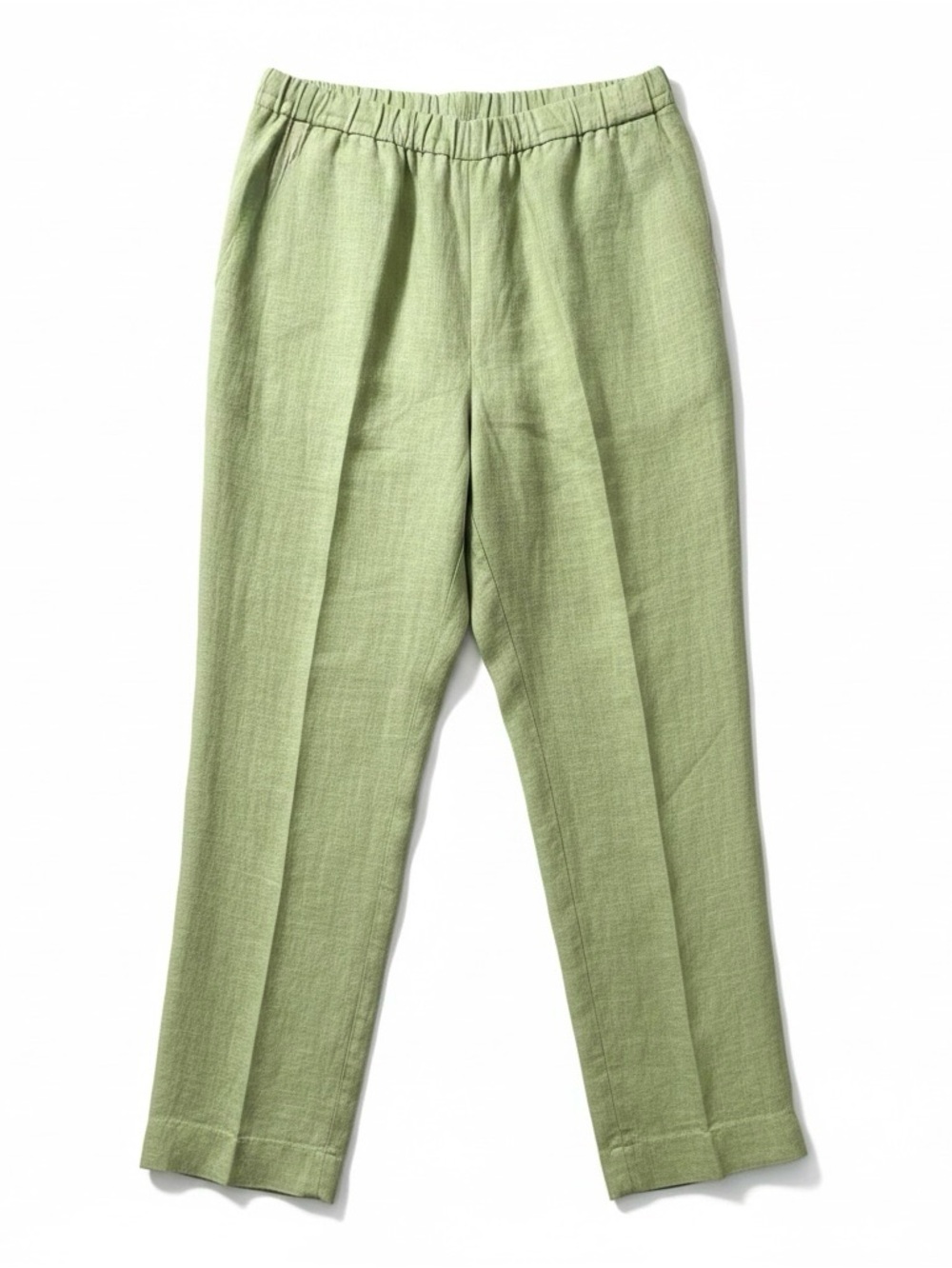 Hot Cotton sage green 100% linen pull-on cropped/ankle trousers